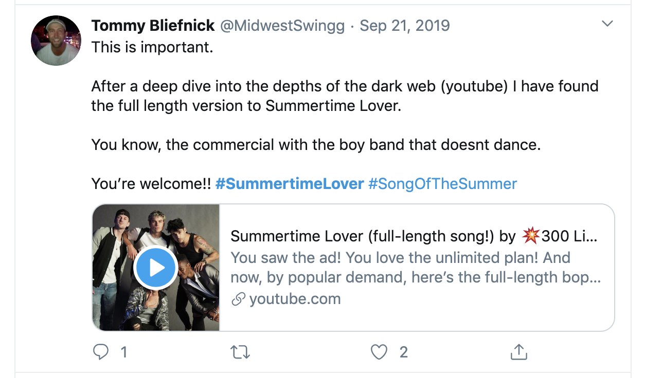 Tommy Bliefnick Tweet